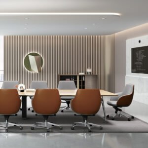 Executive PU Leather Conference Chair Mid Back Reclining Office Chair