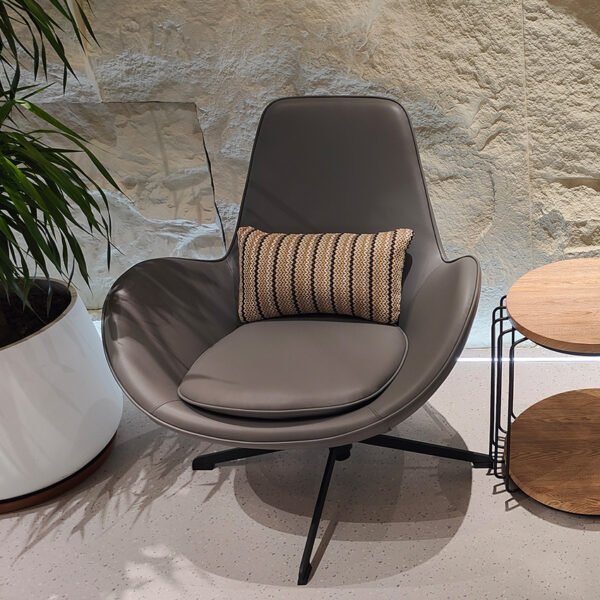 Elegant Chaise Living Room Metal Legs Lounge Leather Egg Chair Leisure Swivel Hotel Chair Office Chair - 图片 2