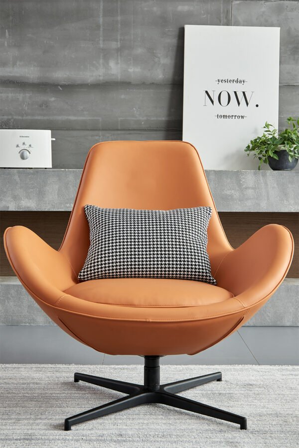Elegant Chaise Living Room Metal Legs Lounge Leather Egg Chair Leisure Swivel Hotel Chair Office Chair - 图片 3