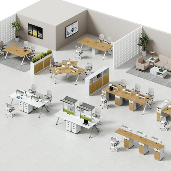 3 Person Desk 3 Staff Workstation Team Work Y Shaped Offces Table - 图片 2