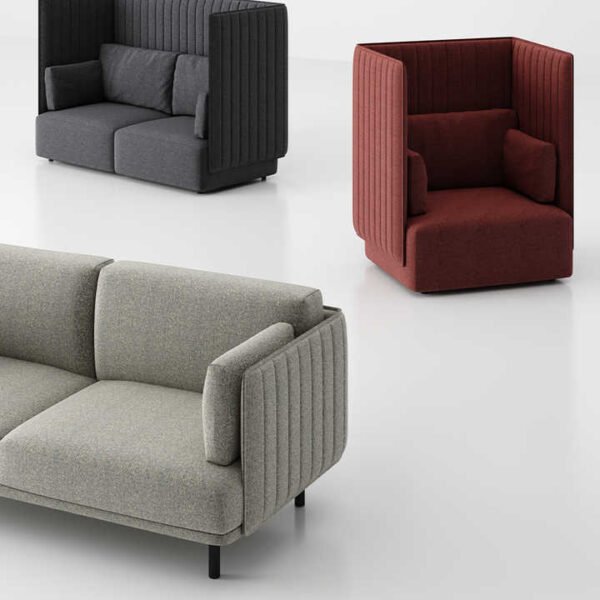 Office Meeting High Back Fabric Private Space Waiting Reception Room Sectional Office Booth Sofa