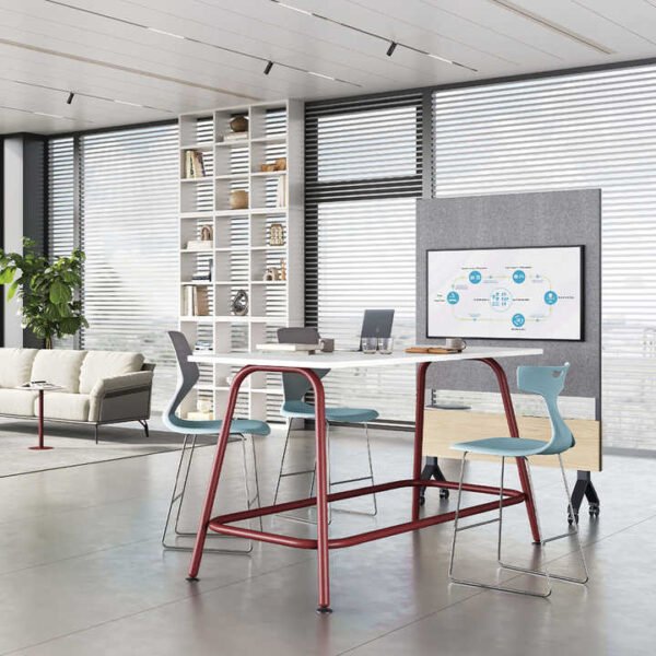 Minimalist Style Office High Legs Bar Table Rectangle Office Desk Workstation High bar Table and High Stool Chair