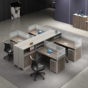 Modern Aluminium Office Modular Workstation Office Partition Wooden Melamine Office Furniture Computer Table Staff Partition