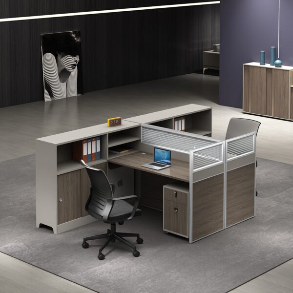Modern Aluminium Office Modular Workstation Office Partition Wooden Melamine Office Furniture Computer Table Staff Partition - 图片 3
