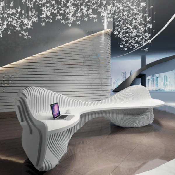 High-End White Curved Modern Business Club Customized Reception Desk - 图片 4