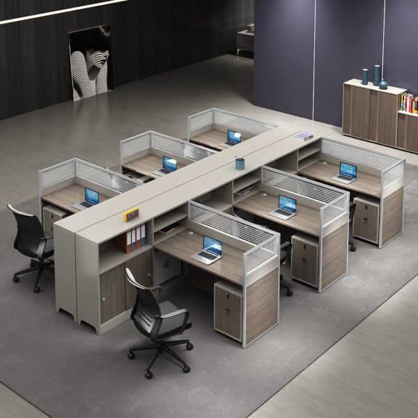 Modern Aluminium Office Modular Workstation Office Partition Wooden Melamine Office Furniture Computer Table Staff Partition - 图片 2