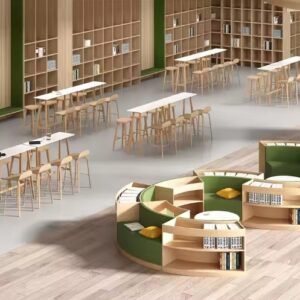 Modern Wooden S Shape Library Modular Sofa Seat Furniture