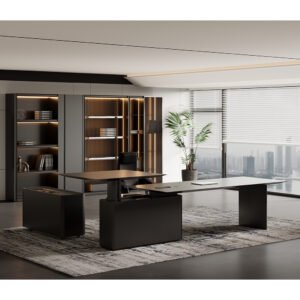 Height Adjustable Modern Wood Design MDF Executive L Shaped CEO Office Table Boss Executive Desk
