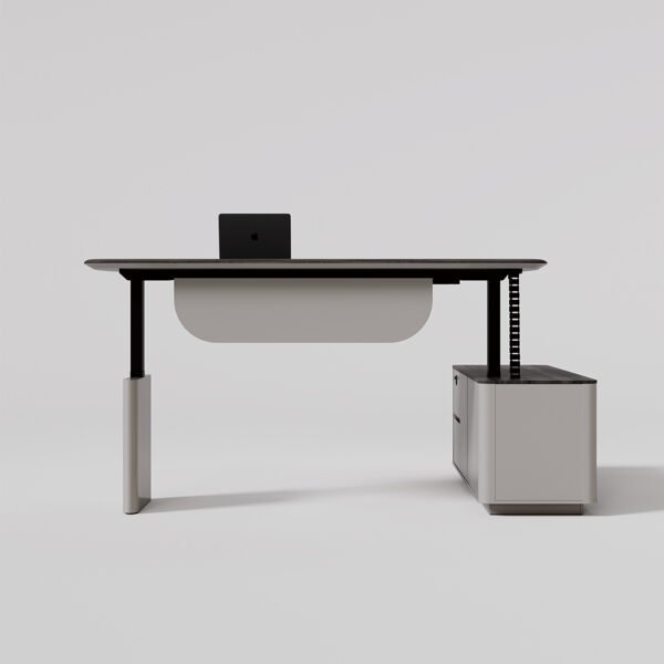 Electric Height Adjustable L Shaped Executive Stainless Steel Leg Sit Stand CEO Office Desk - 图片 3