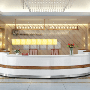 Customized Veneer 5 Star Hotel Reception Desks Table