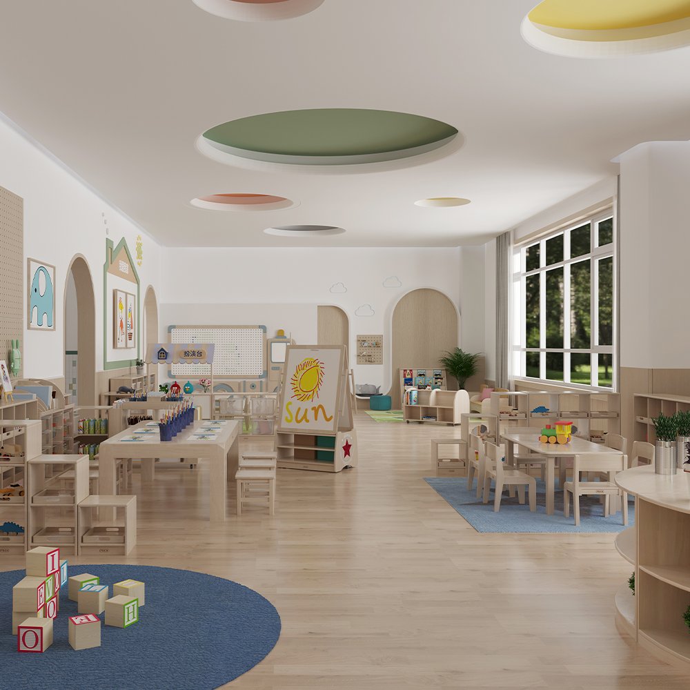 Kindergarten Preschool Montessori Daycare School Drawing Area Wooden Tables and Chair - 图片 4