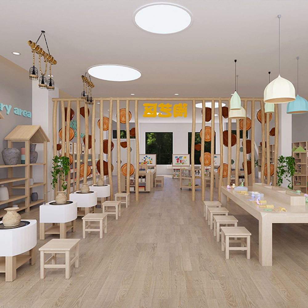 Kindergarten Preschool Montessori Daycare School Drawing Area Wooden Tables and Chair - 图片 2